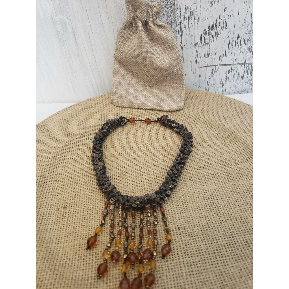 Handmade necklaces brown stones Guatemalan crafts indians Mayan tribu design eu